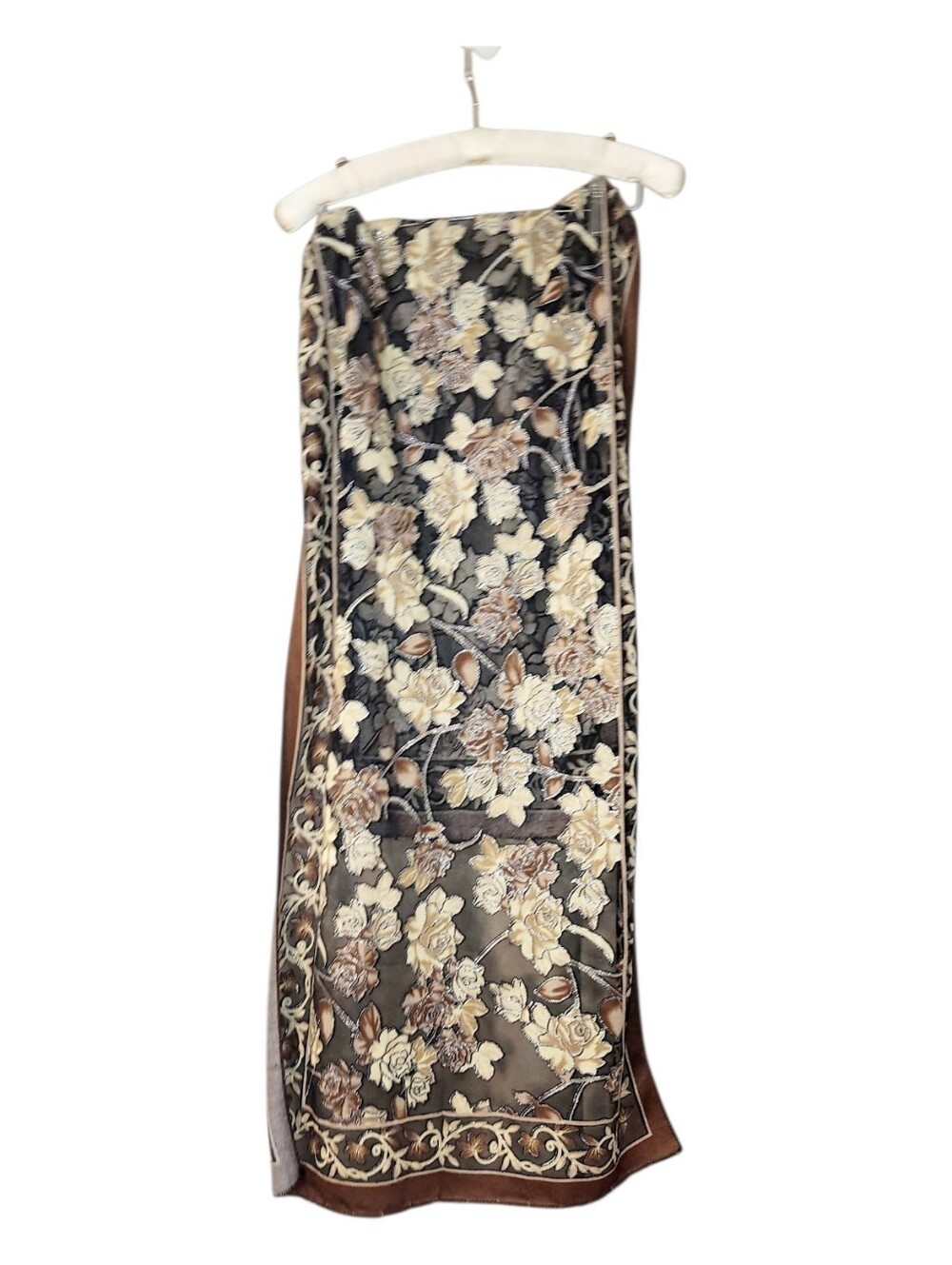 Beautiful Vintage Rose Scarf With Gold Shimmer